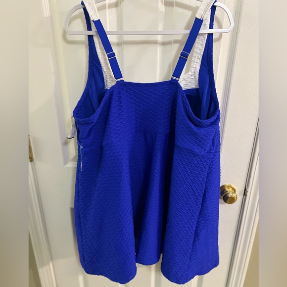 32) Lands end Women's Texture Square Neck Swim Dress NWT size 3x retails $135 - Picture 8 of 11